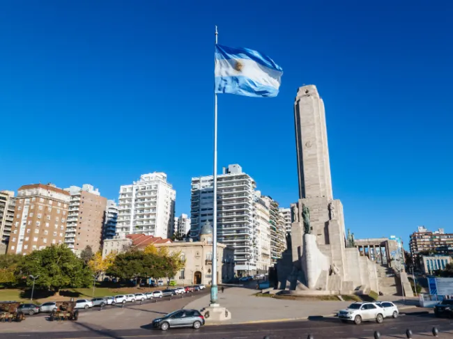 Argentina flag in city center
